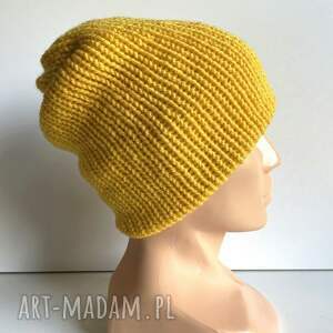 ręcznie robiona czapka smerfetka żółta - edycja limitowana, prezent