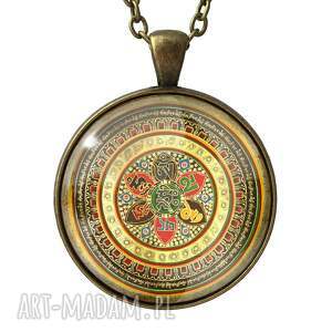 kolorowa mandala - duży medalion z łańcuszkiem, om mantra