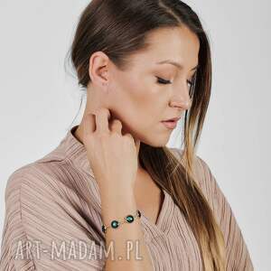 artseko pozłacana bransoletka w odcieni butelkowej zieleni e45/68 zieleń i złoto