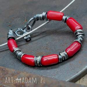 koral xl - unisex bransoletka biżuteria autorska z korala srebro