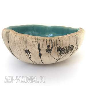 handmade ceramika naturalna miseczka z roślinami