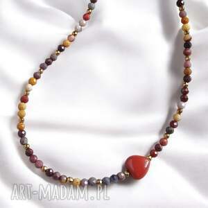 choker z serduszkiem mokait, jaspis królewski, naszyjnik serce