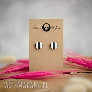 kolczyki dots w paski - czarno-białe modeliny, glinki polimerowej