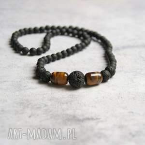 handmade męska naszyjnik męski: tiger's eye & lava III