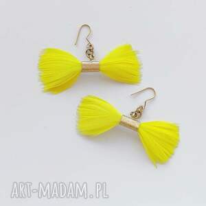 PIÓRKO kolczyki, mosiądz, pióra, zmatowione