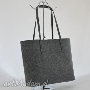 handmade torebka minimalistyczna - szara filcowa