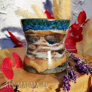 handmade kubki kamionkowa wielobarwna czarka ceramiczna fantazja ręcznie wykonana