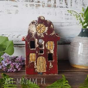 handmade dekoracje czerwony domek ceramiczny