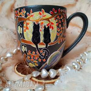 kubki ręcznie malowane planetarne koty kubek 300 ml prezent dla kociarzy