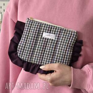 w kratkę z falbanką, pikowana kosmetyczka, saszetka