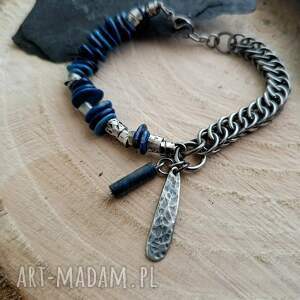 Bransoletka z lapis lazuli i srebra 925 - handmade