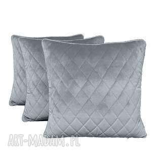 ręcznie robione poduszki velvet komplet 3 poduszek stalowo szare 45x45cm
