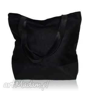 handmade torebki czarna zamszowa torba w kształcie prostokąta na ramię