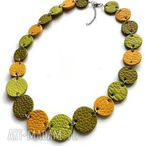 Żółto zielony naszyjnik skórzany