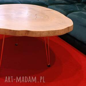 unikatowy stolik kawowy plaster drewna bielony zegar z gratis