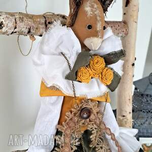 zając w stylu vintage zielono - musztardowy - marzeniowelale dekoracje