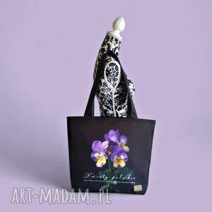 torba anuszka z zamkiem - bratki kolekcji kwiaty polskie, torebka, shoper