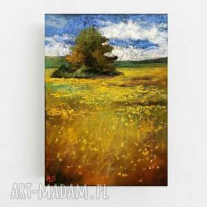 żółta łąka - praca formatu 24/18 cm pastele
