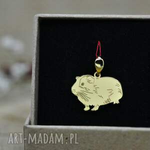 świnka morska - wisiorek, srebro pozłacane, gryzonie na szczęście, 925
