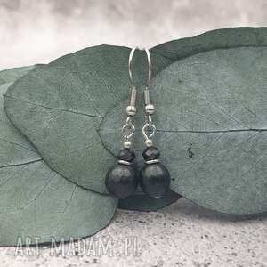 delikatne kolczyki z kamieniem - onyks kryształek, stal szlachetna stal