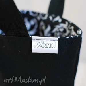 handmade lunchbag czarno-białe ornamenty