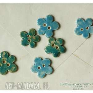 handmade ceramika guziczki kwiatki - 6 szt