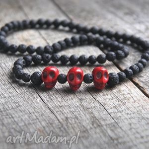 handmade męska naszyjnik męski: red skulls