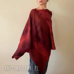 Ręcznie robione ponczo damskie - unikatowa narzutka handmade