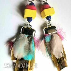 klipsy pióra cuda wianki etno boho lekkie folk, frida