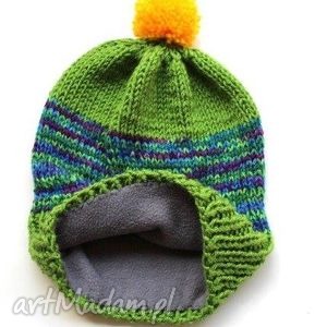 handmade dodatki czapka beanie smerfetka zimowa z pomponem