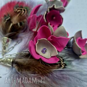 kolczyki pióra kwiaty bardzo leciutkie niezwykle zwracającą uwagę eleganckie box