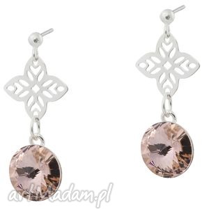 długie orientalne kolczyki z rozetami vintage rose swarovski elements srebro 925