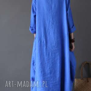 sukienki niebieska sukienka oversize bawełna - duzy rozmiar