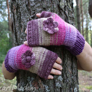 handmade rękawiczki mitenki kolorowe