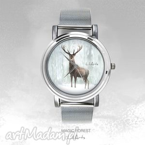 zegarek, bransoletka - jeleń 3 magic forest watch, modny metalowa