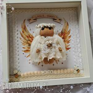 aniołek w ramce 3 d dla dziewczynki (anioł stróż, pierwsza komunia)