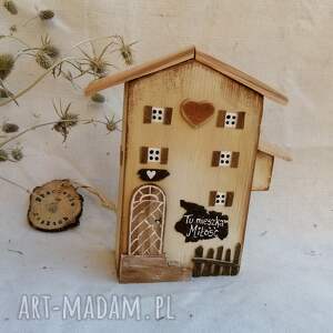 rustykalny domek z drewna no 3, rustykalna ozdoba, ozdoba do domu stojąca