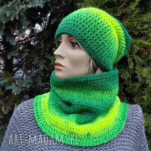 Wełniane czapka i komin wykonane na szydełku, i - handmade