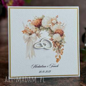 Personalizowana kartka ślubna handmade z ozdobną kopertą
