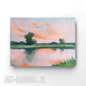 nad wodą - praca formatu 18/24 cm, pejzaż pastele