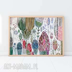 plakat A3 - kwiaty pastelowe, wydruk, dekoracyjny, łąka