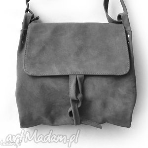 surowa baronowa szara zamszowa - Torebki na ramię