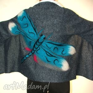 handmade swetry narzutka wełną zdobiona
