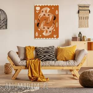 nowoczesny obraz drukowany na płótnie konie folk 50x70cm, grafika folkowa