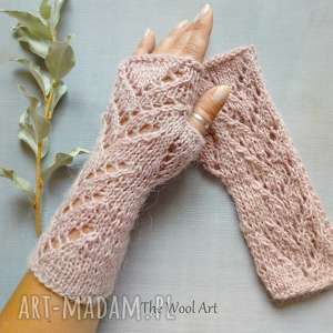 rękawiczki mitenki wełniane drutach, prezent