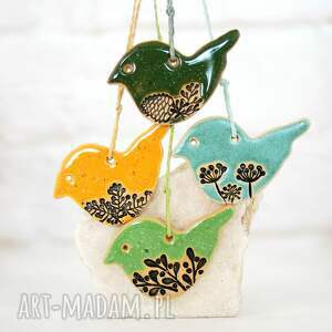 3 ceramiczne ptaszki - skomponuj swój zestaw, dekoracje wiszące powieszenia