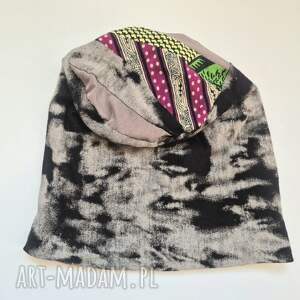 czapka szaro - czarna na podszewce rozmiar m dla głowy o obwodzie 54 55 cm świetna