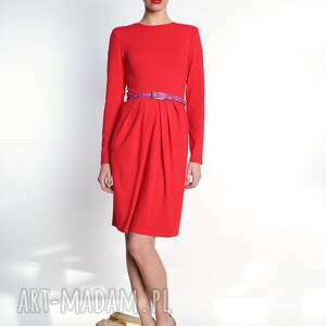 sukienki rocksana red - kobieca sukienka z zakładkami