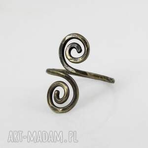 wężowy - rozm s mosiężny pierścionek 2510 13 ooak, słowiańska biżuteria