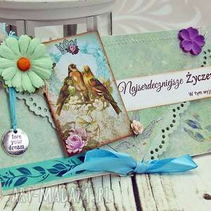 handmade scrapbooking kartki uniwersalna kartka kopertówka - ptasie trele